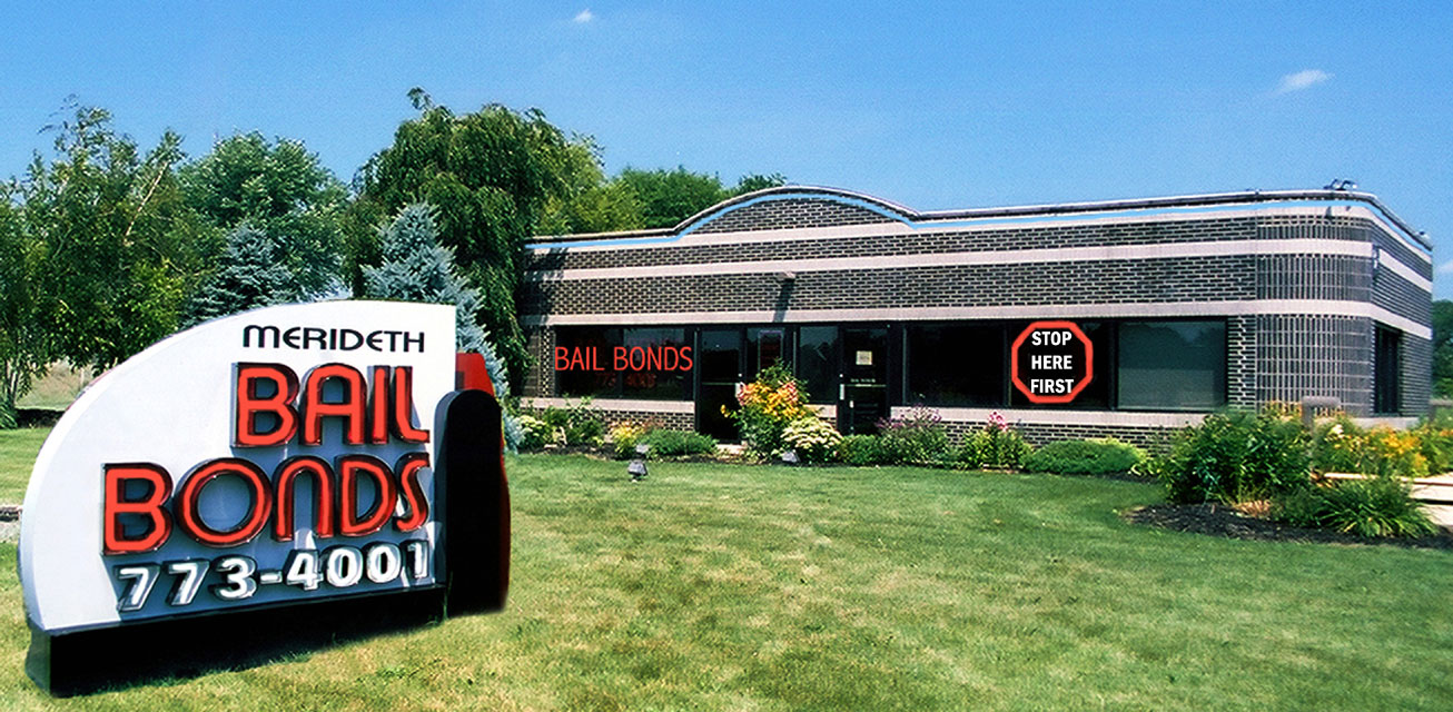 Merideth Bonding office and roadside sign on Cumberland Road in Noblesville